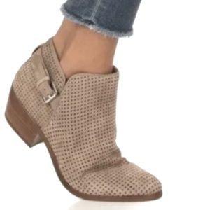 10 Sam Edelman PAULA booties boots perforated leather mushroom taupe tan brown